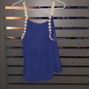 Mesh tank with flower detail straps